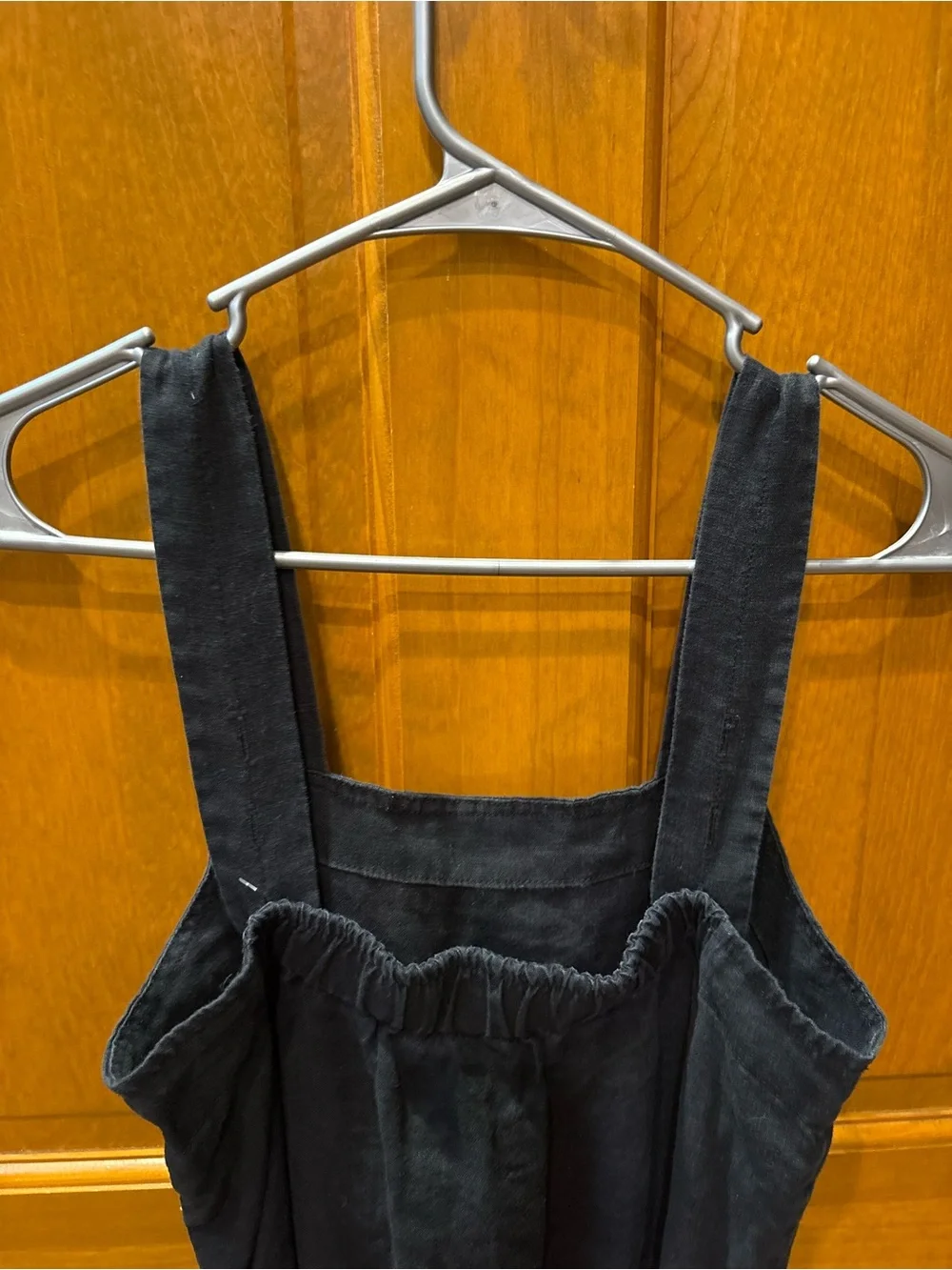 Quince Women’s 100% European Linen Square Neck Jumpsuit Black XS